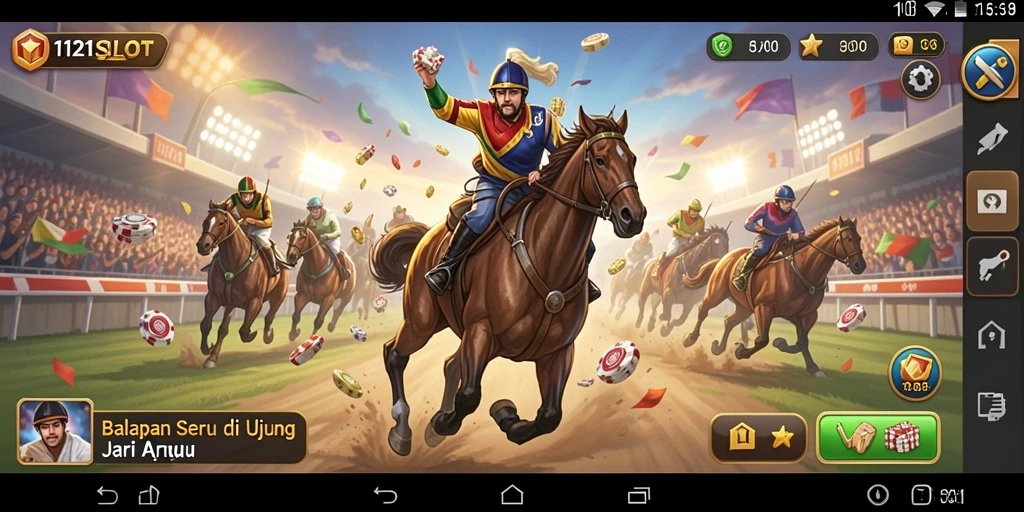 Gameplay balapan seru di 1121SLOT dengan mobil kustom dan lintasan menantang.
