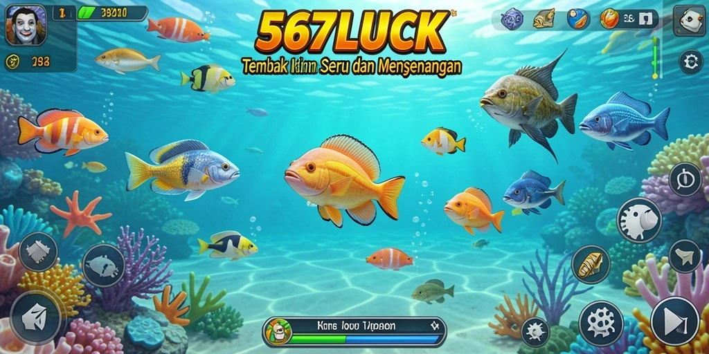 Tampilan gameplay 567LUCK saat menangkap ikan.