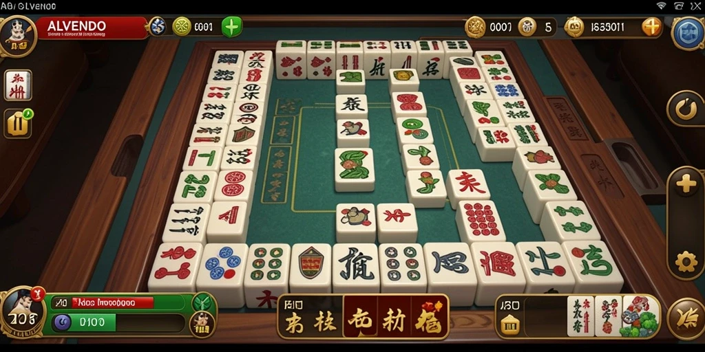 Tampilan gameplay seru di ALVENDO dengan ubin Mahjong.
