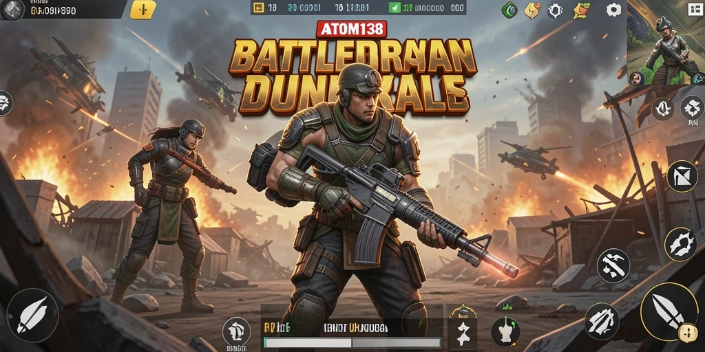 Gameplay intens dalam ATOM138 dengan pertarungan Battle Royale yang seru.