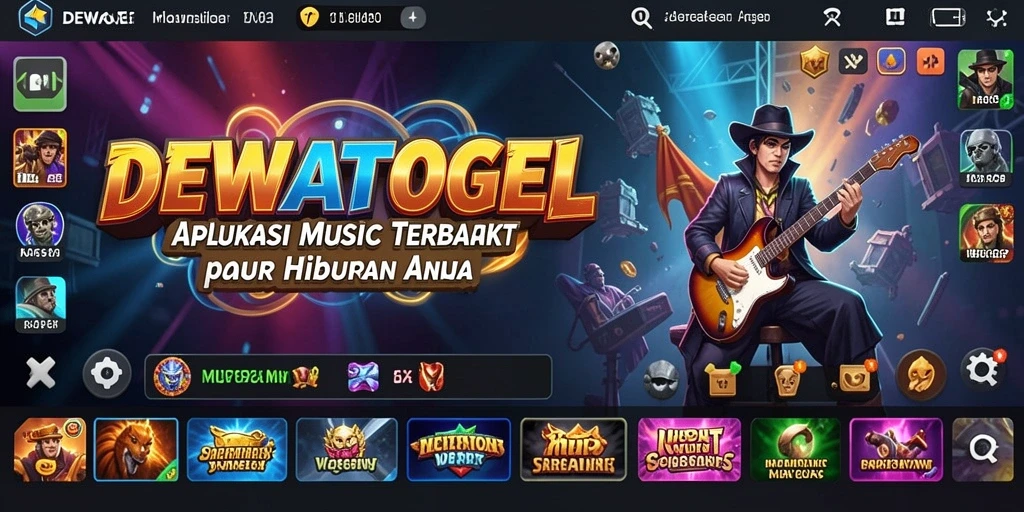 Screenshot DEWATOGEL menampilkan antarmuka musik yang menarik dan interaktif.