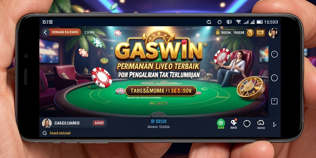 Gameplay GASWIN menampilkan dealer langsung dan interaksi pemain yang menyenangkan.