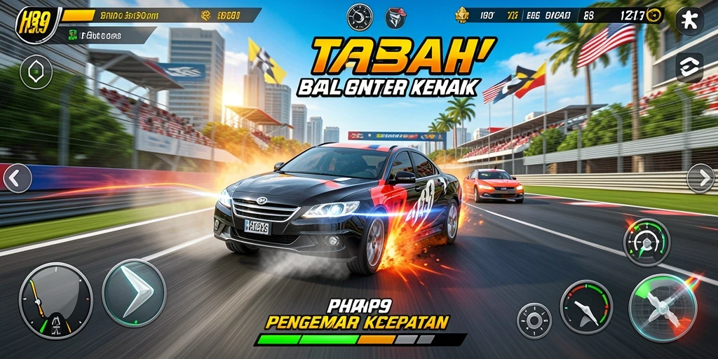 Screenshot gameplay H89 menampilkan aksi balap yang mendebarkan.