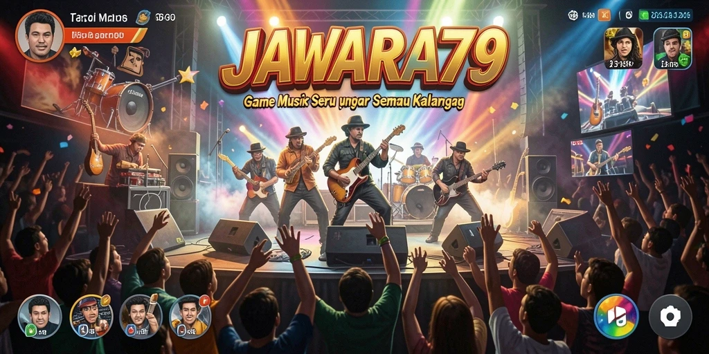 Tampilan menarik dari gameplay JAWARA79 dengan berbagai lagu.