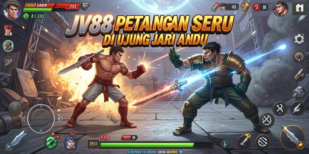 Tangkapan layar permainan JV88 menampilkan aksi pertarungan yang mendebarkan.