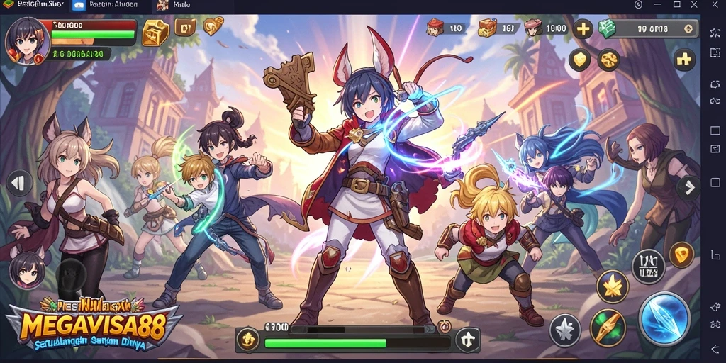 Tangkapan layar gameplay MEGAVISA88 yang menampilkan pertarungan karakter Anime.
