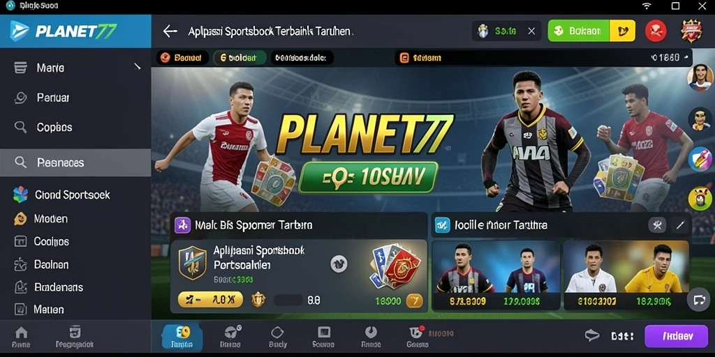 Tampilan utama gameplay Sportsbook dari PLANET77 dengan statistik pertandingan.