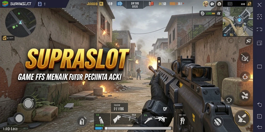 Screenshot gameplay SUPRASLOT menunjukkan aksi pertempuran yang mendebarkan.