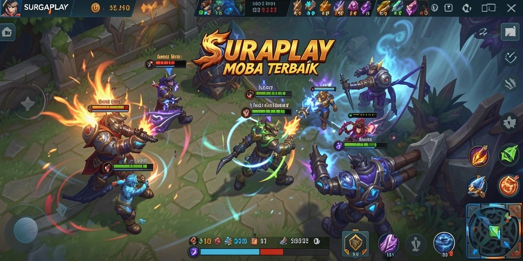 Gambaran menarik gameplay MOBA di SURGAPLAY.